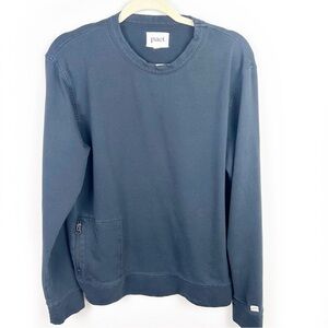 Pact Organic cotton men's black stretch pullover sweatshirt side zip pocket M